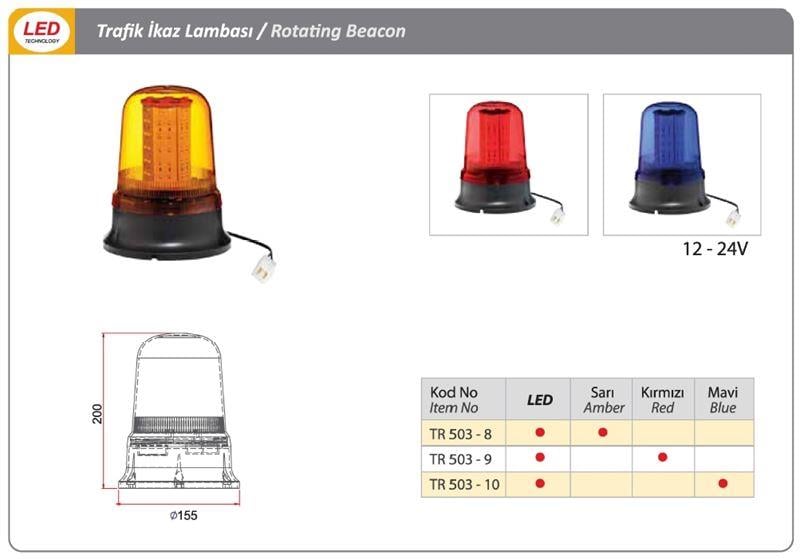 DÖNER TRAFİK İKAZ LAMBA LED TİPİ MAVİ