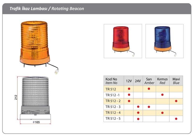 DÖNER TRAFİK İKAZ LAMBASI 24 V KIRMIZI