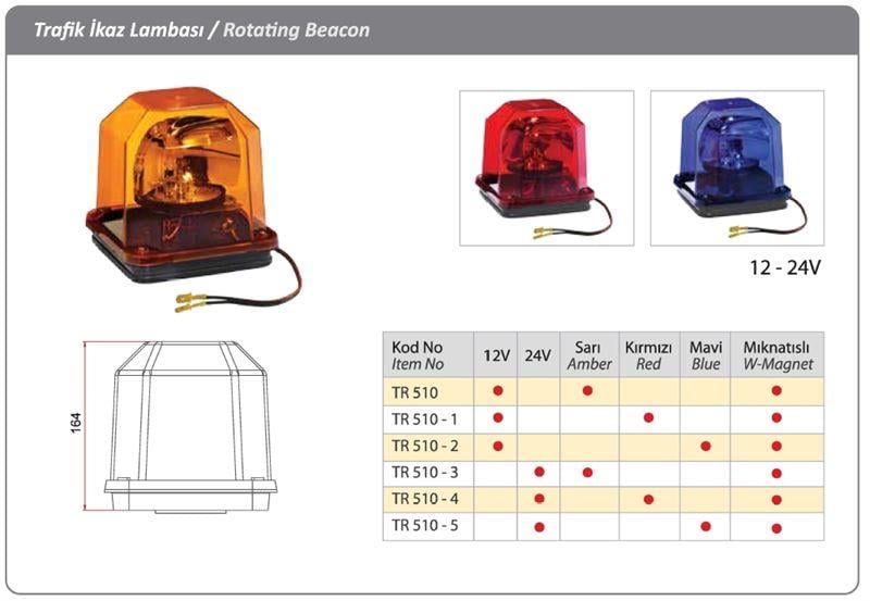 DÖNER TRAFİK İKAZ LAMBASI H3 24V SARI-KIRMIZI-MAVİ