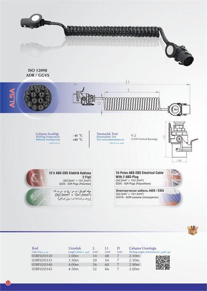 ELEKTRIK KABLOSU ABS 15 PINLI MANDALLI ROMORK