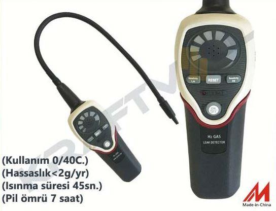 ELEKTRONIK KAÇAK TESPIT CIHAZI - HIDROJEN GAZI - (Kullanim 0/40C.)- (Hassaslik<2g/yr) - (Isinma süresi 45sn.)(Pil ömrü 7 saat)