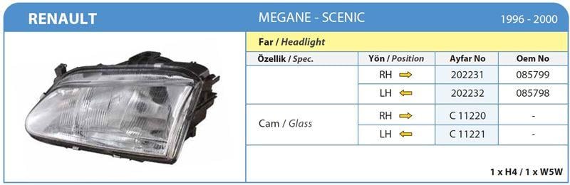 FAR KOMPLE SAĞ RENAULT MEGANE-SCENIC 1996-2000