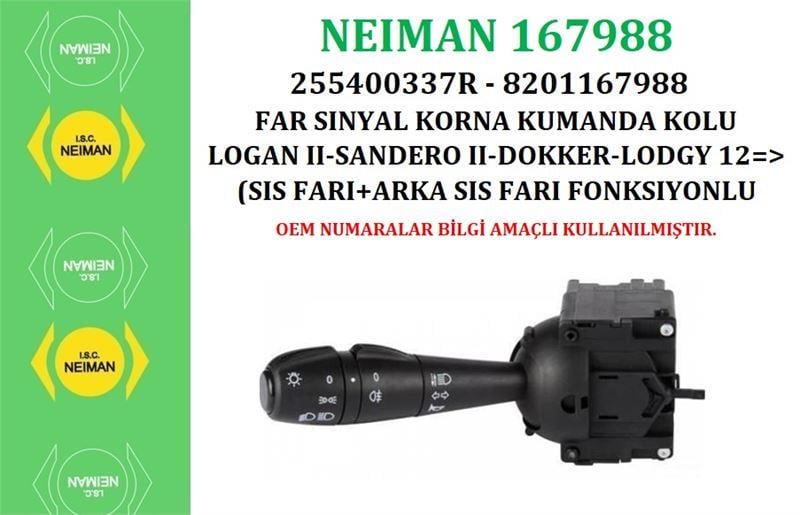 FAR SINYAL KORNA KUMANDA KOLU LOGAN II-SANDERO II-DOKKER-LODGY 12=> (SIS FARI+ARKA SIS FARI FONKSIYONLU