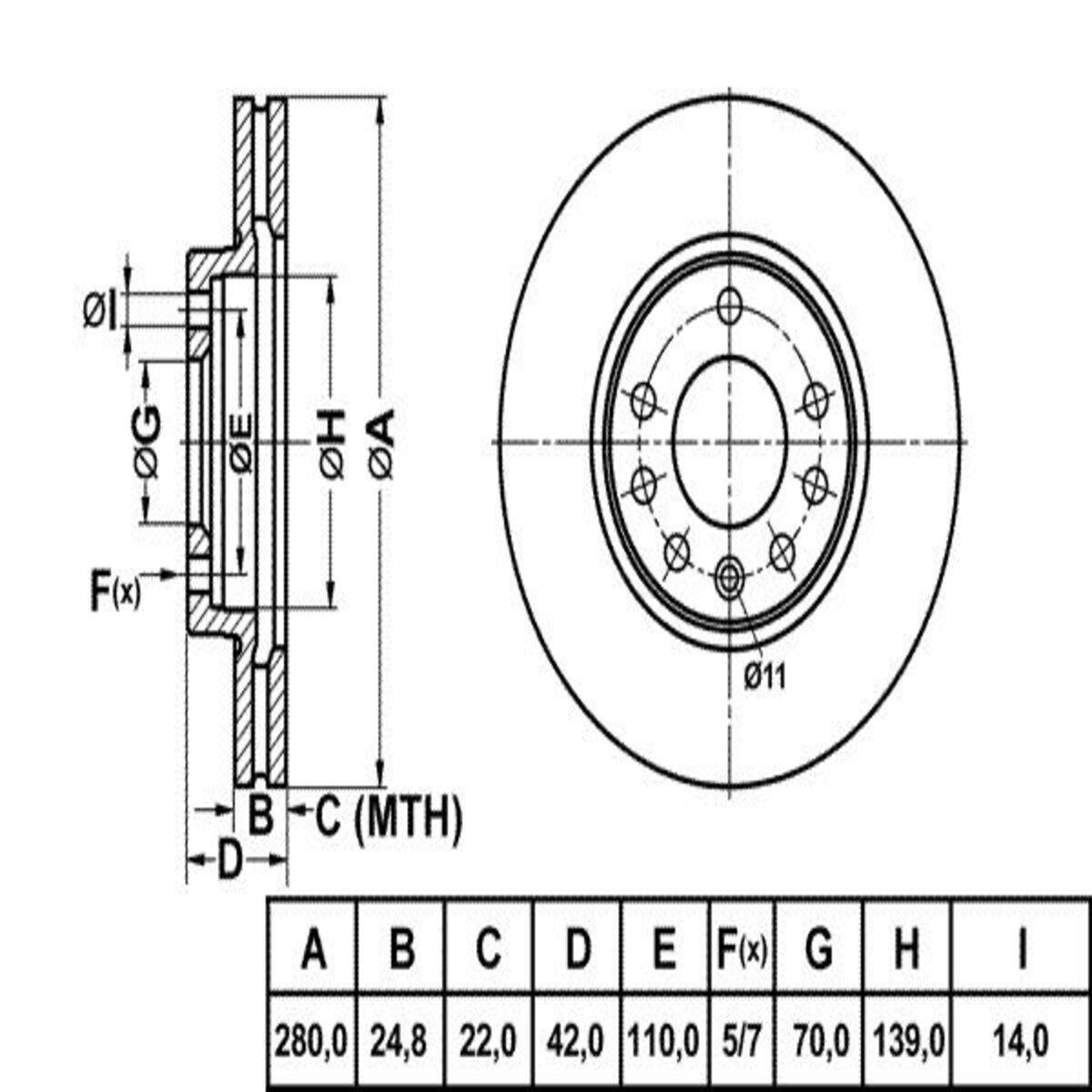 FREN DISK ON HAVA KANALLI 280-5 ( OPEL: ASTRA G H CORSA C 04 -  )