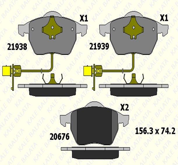 FREN BALATASI ÖN AUDI A4 A4 AVANT A4 CABRIO A6 A6 AVANT 21938 204 05 ANS KD13