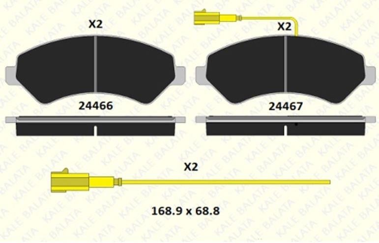 FREN BALATASI ÖN CITROEN JUMPER DUCATO BOXER MİNİBÜS/OTOBÜS PANELVAN/VANİ PLATFORM ŞASİ 24467 190 05 ANS KD20 2446719005ANSKD20