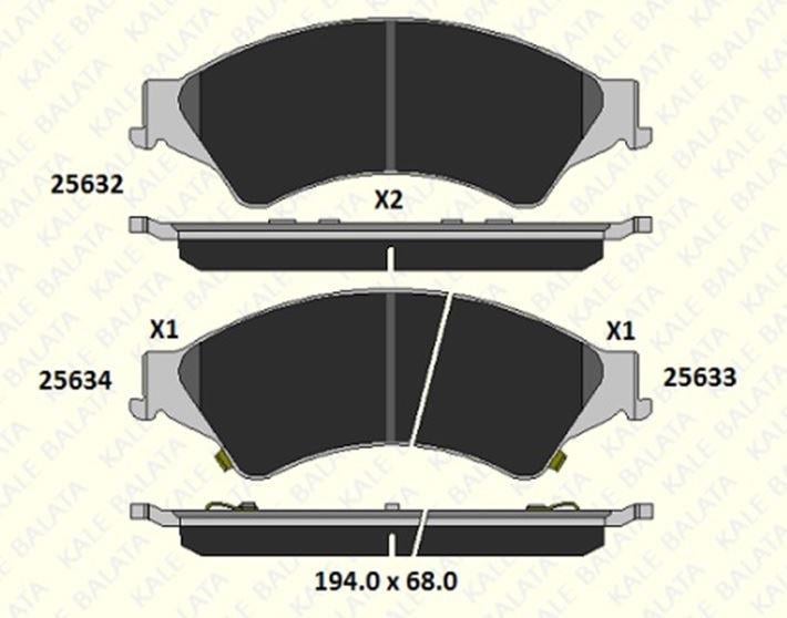 FREN BALATASI ÖN FORD RANGER 2.2 TDCI 2.2 TDCI 4×4 25632 164 05 ANS KD20 2563216405ANSKD20