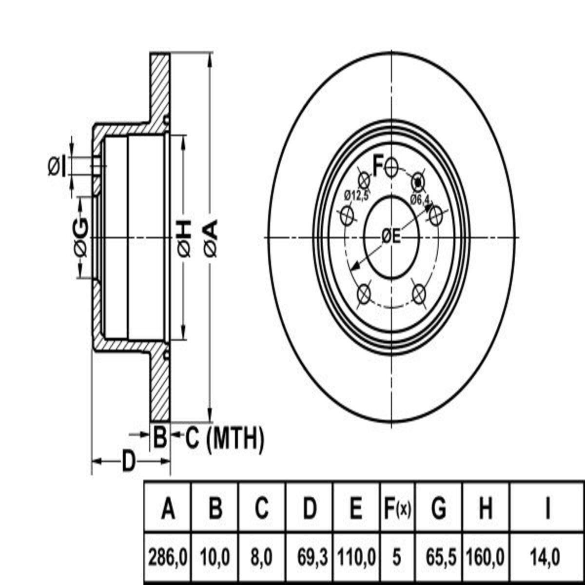 FREN DISK ARKA DUZ 286-5 ( OPEL: VECTRA B 99 -  )