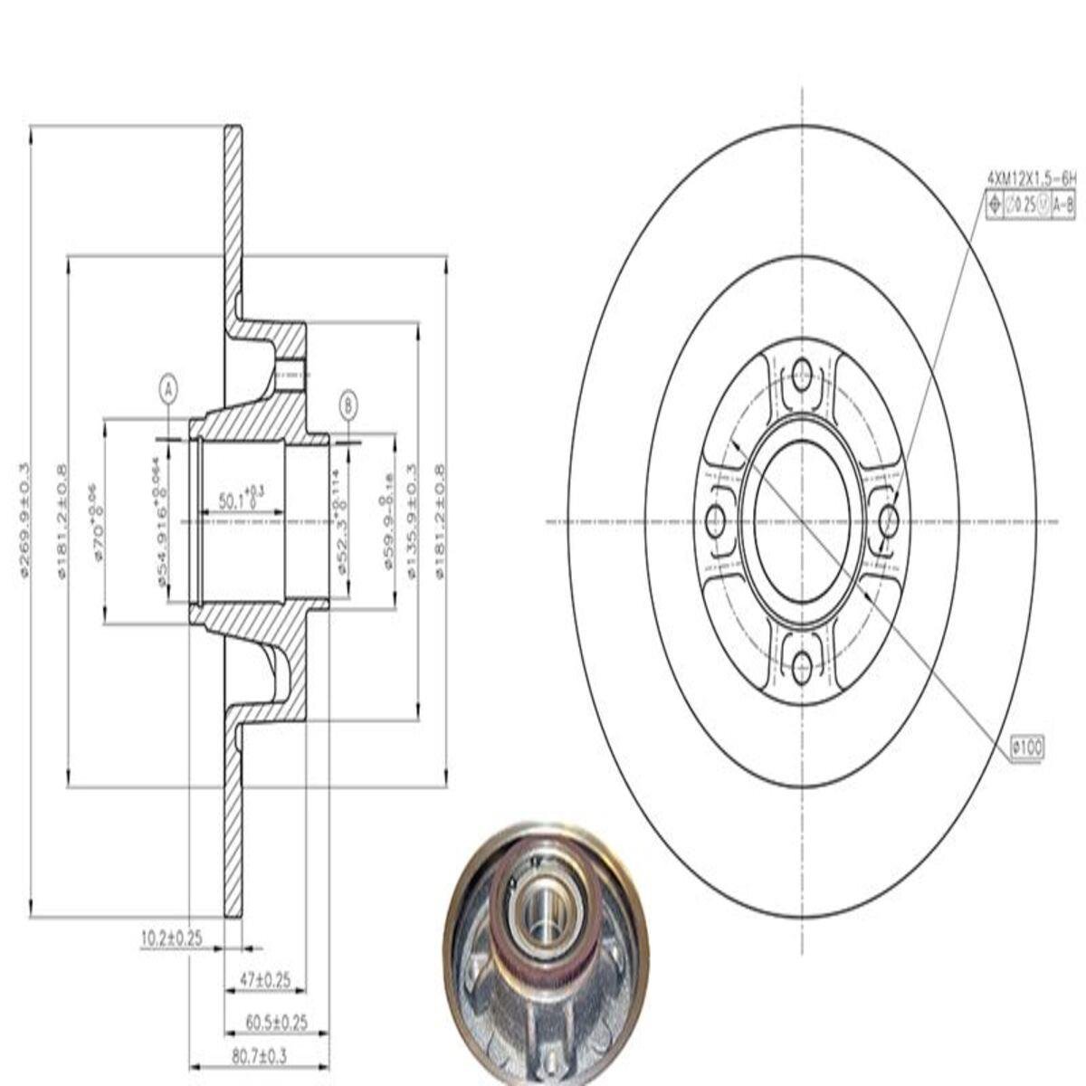 FREN DISK ARKA RULMANLI 270-4 ( RENAULT  MEGANE II SCENIC II  03 -  )