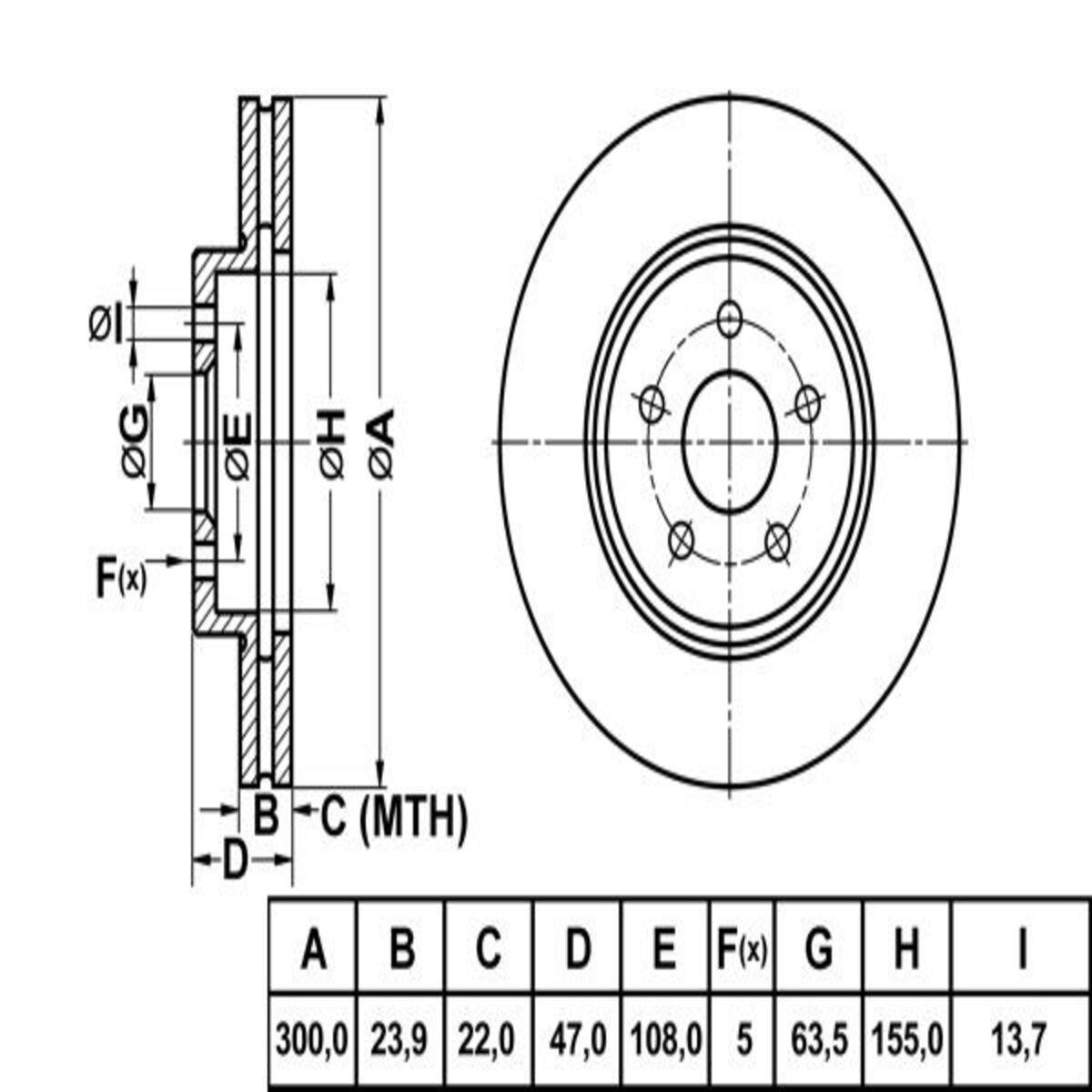 FREN DISK ON HAVA KANALLI 300-5 ( FORD: MONDEO III -SW 00 -  )