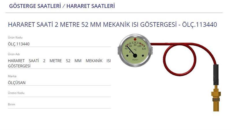 HARARET SAATI 52 mm 2MT MEKANIK ISI GOSTERGE