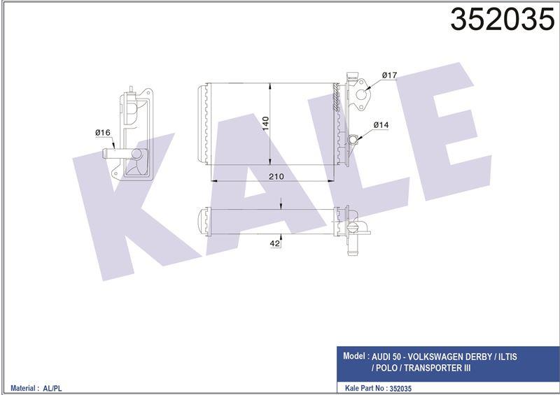 KALORİFER AUDI 50 VOLKSWAGEN DERBY ILTIS POLO TRANSPORTER III 79>81 867819121 867819121A 861819121 861819121A
