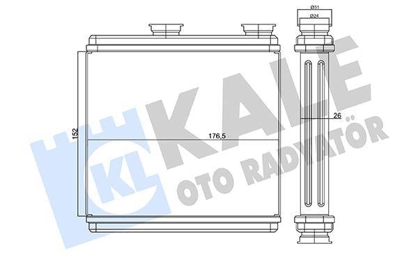 KALORİFER RADYATÖRÜ CHEVROLET SPARK 1.0 1.2 09<12 BENZİNLİ BORULU-KEÇELİ [BRAZING AL/AL] [152X176.5X26]