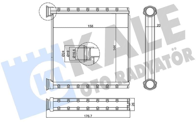 KALORİFER RADYATÖRÜ CHEVROLET SPIN 16=> (BORUSUZ) (BORUSUZ) [BRAZING AL/AL] [20 MM]