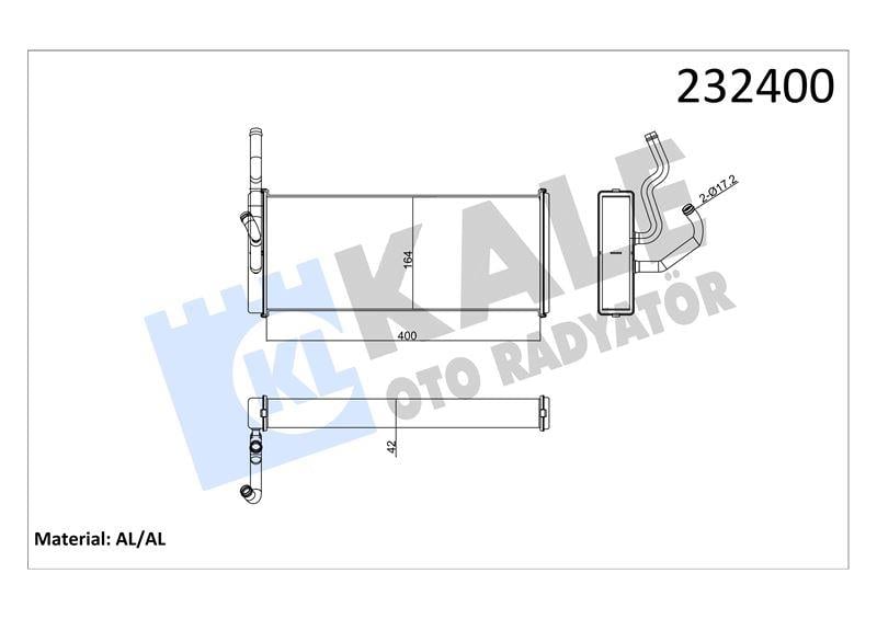 KALORİFER RADYATÖRÜ FORD TRUCKS 25.30-25.35 KALORİ FER AL/BRZ 400×164×42