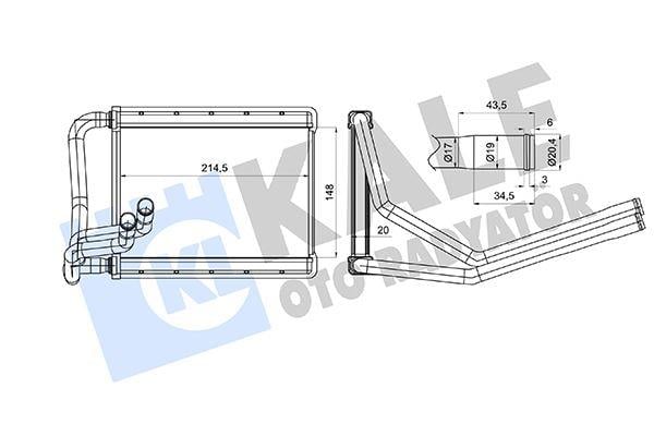 KALORİFER RADYATÖRÜ KIA CERATO II CERATO KOUP II 1.6 1.6CVVT 10=> BORULU [BRAZING AL/AL] [148X214.5X20]