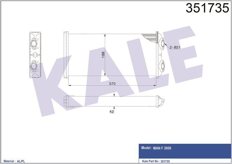 KALORİFER RADYATÖRÜ MAN MAN F 2000 94=> AL/MKNK 37 0×188×42