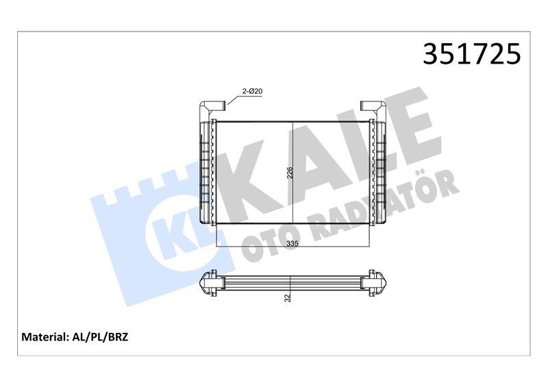 KALORİFER RADYATÖRÜ RENAULT TRUCKS RENAULT TRUCKS MAGNUM AE 92<96 DXI 04<06 E.TECH 00=> AL/BRZ 335×226×32