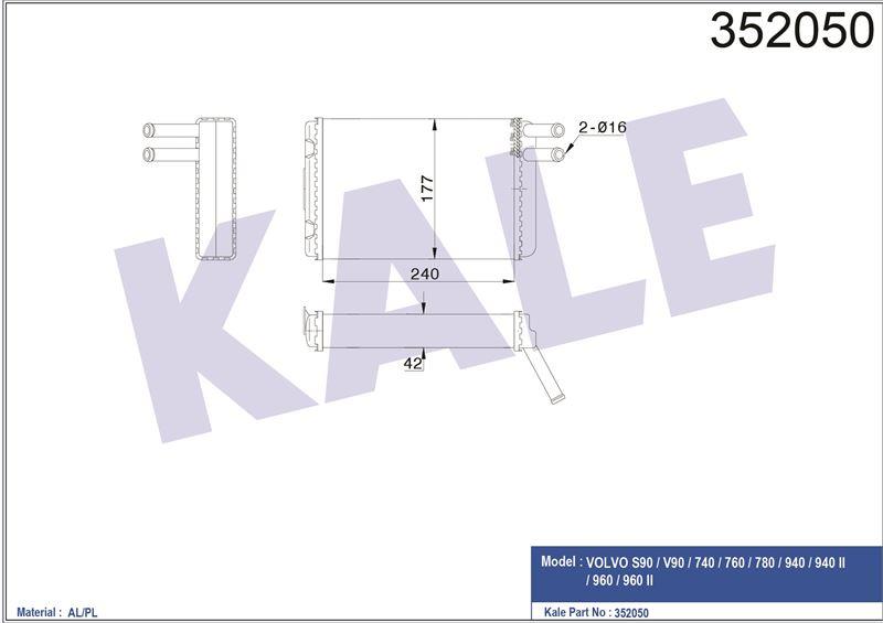 KALORİFER VOLVO S90 V90 740 760 780 940 940 II 960 960 II 84>92 1307236