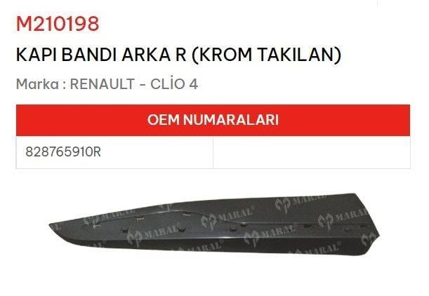KAPI BANDI ARKA SAĞ KROM TAKILAN CLİO IV