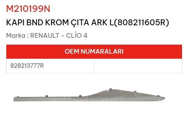 KAPI BANDI KROM ÇITA ARKA L808211605R CLİO IV
