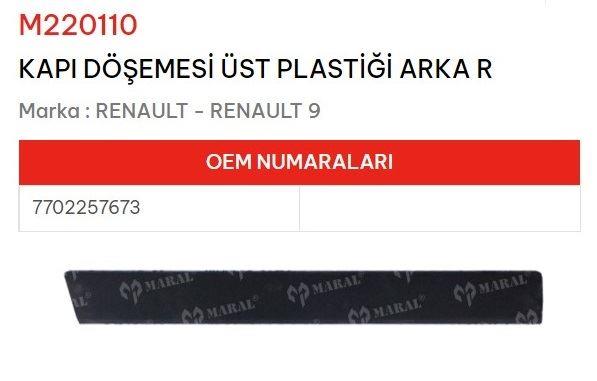 KAPI DÖSEME ÜST PLASTİĞİ ARKA SAĞ R9