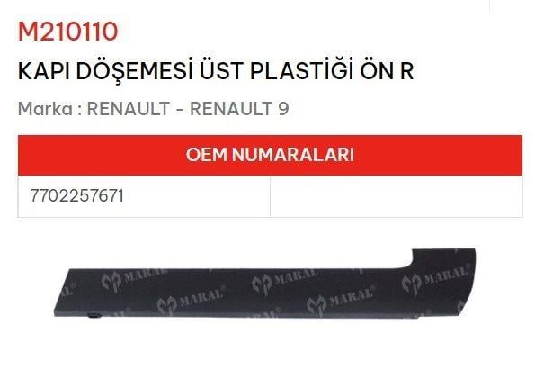 KAPI DÖSEME ÜST PLASTİĞİ ÖN SOL R9