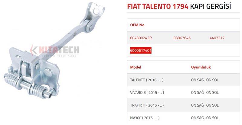 KAPI GERGİSİ TRAFIK III VIVARO B TALENTO ÖN 2015->