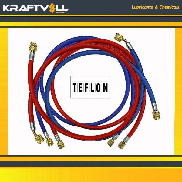 KLIMA GAZ BASMA HORTUMU  2500 MM F 3/8 X F 3/8 45° MAVI TEFLON