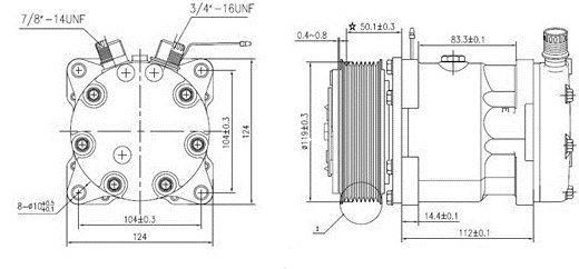KLİMA KOMPRESÖRÜ ÜNİVERSAL 7H15 12V PV8 TRİGER KAYIS ÜSTTEN ÇIKIŞ