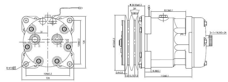 KLİMA KOMPRESÖRÜ ÜNİVERSAL 7H15 24V A2 V KAYIS ARKADAN ÇIKIŞ