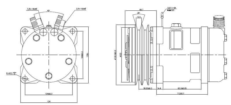 KLİMA KOMPRESÖRÜ ÜNİVERSAL TİP 5H14 12V A2 V KAYIS ÜSTTEN ÇIKIŞ