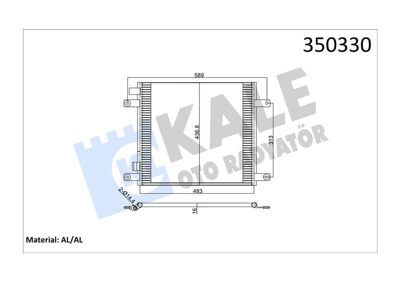 KLİMA RADYATÖRÜ DAF DAF 75CF 98<00 CF65 01<13 CF75 01<13 CF85 01<07 KURUTUCUSUZ AL/BRZ 463×436,8×16