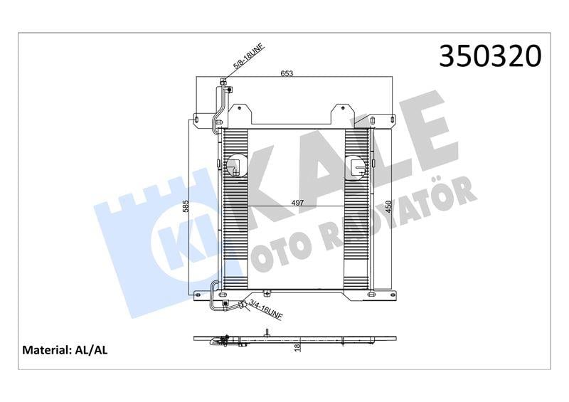 KLİMA RADYATÖRÜ DAF DAF 95XF 97<02 KURUTUCUSUZ AL/ BRZ 475×540×18