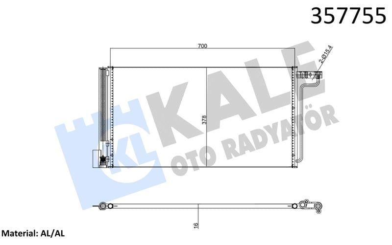 KLİMA RADYATÖRÜ FORD C-MAX GRAND C-MAX 1.6TI 10<19 FOCUS III 1.6TI/LPG 10=> KURUTUCU İLE BRAZING AL/AL 700×378×16 AL/BRZ