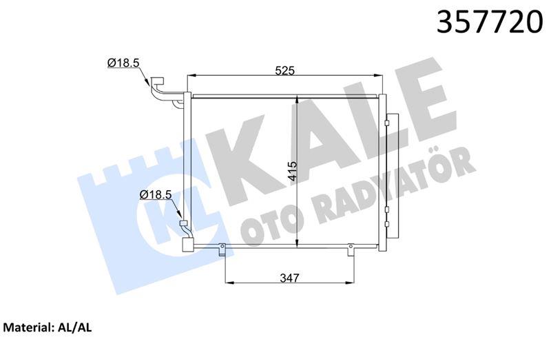 KLİMA RADYATÖRÜ FORD FIESTA VII 1.0 ECOBOOST 1.5TD CI 17=> TRANSIT TOURNEO COURIER 1.0 ECOBOOST 1.5/1.6TDCI 14=> ECOSPORT 1.0 ECOBOOST 1.5DCI 13=> KURUTUCUSUZ BRAZING AL/AL 505×415×16 AL/AL