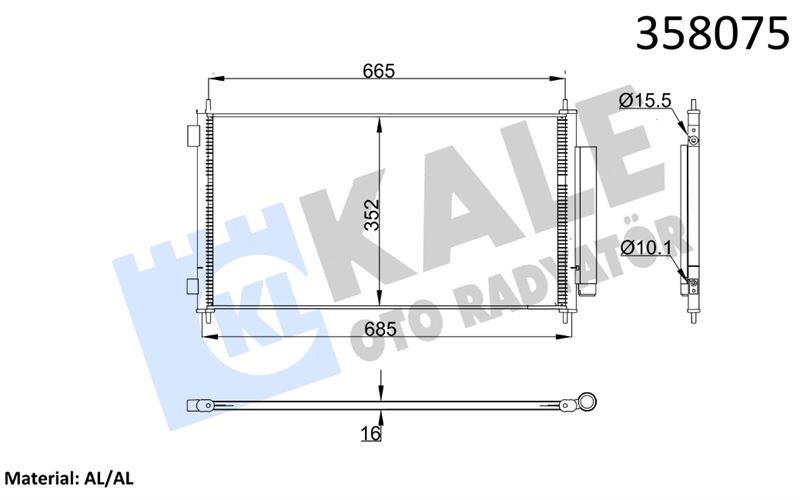 KLİMA RADYATÖRÜ HONDA CR-V III 2.0 2.2 06=> KURUTU CU İLE BRAZING AL/AL 665×352×16 AL/AL