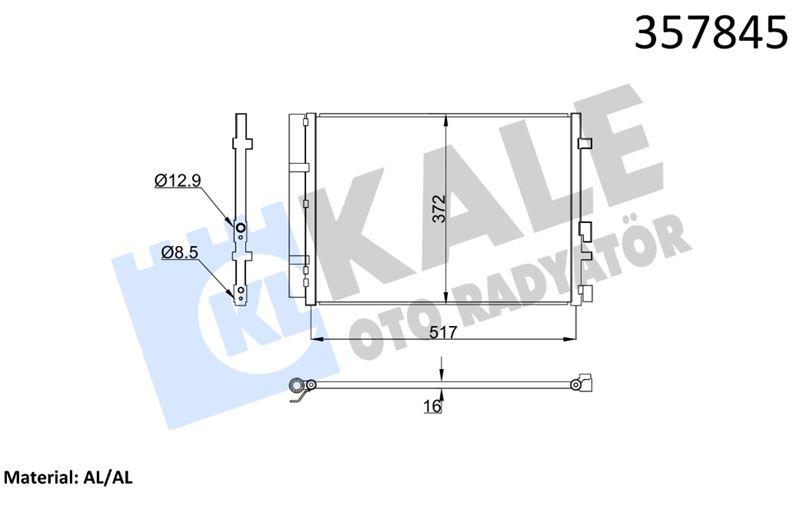 KLİMA RADYATÖRÜ HYUNDAI İ20 II İ20 ACTİVE 1.4CRDI 1.0T-GDI 14=> KURUTUCU İLE BRAZING AL/AL 490×366×16 AL/AL