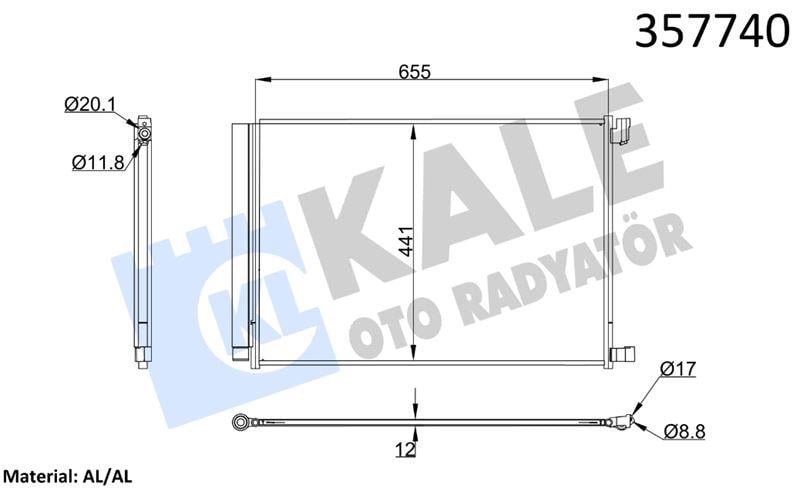 KLİMA RADYATÖRÜ MERCEDES BENZ C-CLASS W205,C205,S2 05 14=> CLS C257 17=> E-CLASS W213,S213 16=> S-CLASS W222,V222,X222,C217 14=> V-CLASS VITO W447 19=> KURUTUCUSUZ BRAZING AL/AL 639×440×12 AL/AL