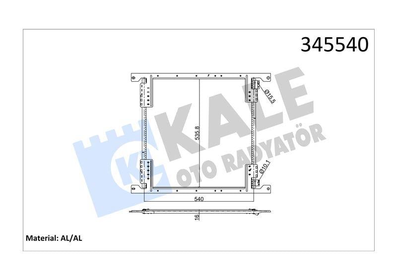 KLİMA RADYATÖRÜ MERCEDES TRUCKS MERCEDES BENZ ATEG O 98<04 AXOR 02<04 AXOR 2 04=> KURUTUCUSUZ AL/AL 520×535,8×16