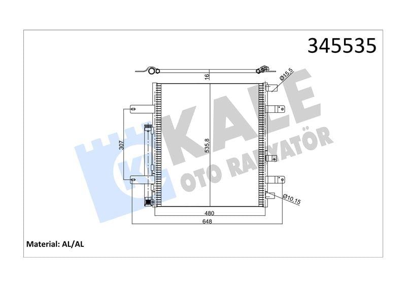 KLİMA RADYATÖRÜ MERCEDES TRUCKS MERCEDES BENZ ATEG O 98<04 ATEGO 2 04=> ATEGO 3 13=> ATEGO 712-717, 812-823, 917-925 98<04 KURUTUCU İLE AL/AL 460×535,8×16