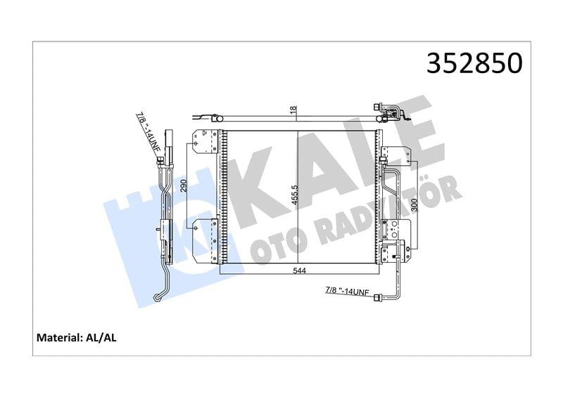 KLİMA RADYATÖRÜ MERCEDES TRUCKS MERCEDES BENZ AXOR 02<04 AXOR2 04=> KURUTUCUSUZ AL/BRZ 522×455,5×18