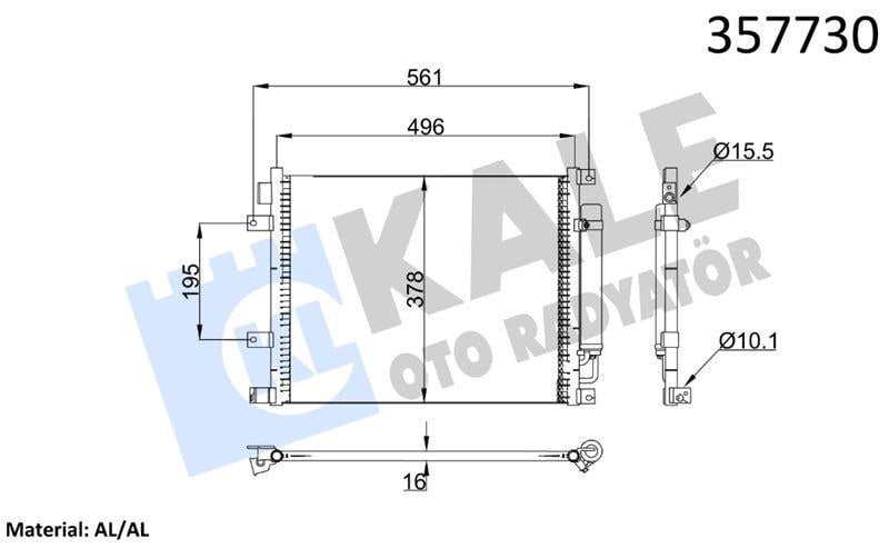 KLİMA RADYATÖRÜ NISSAN ALMERA 12=> MICRA 10=> 15I KURUTUCU İLE BRAZING AL/AL 476×378×16 AL/AL