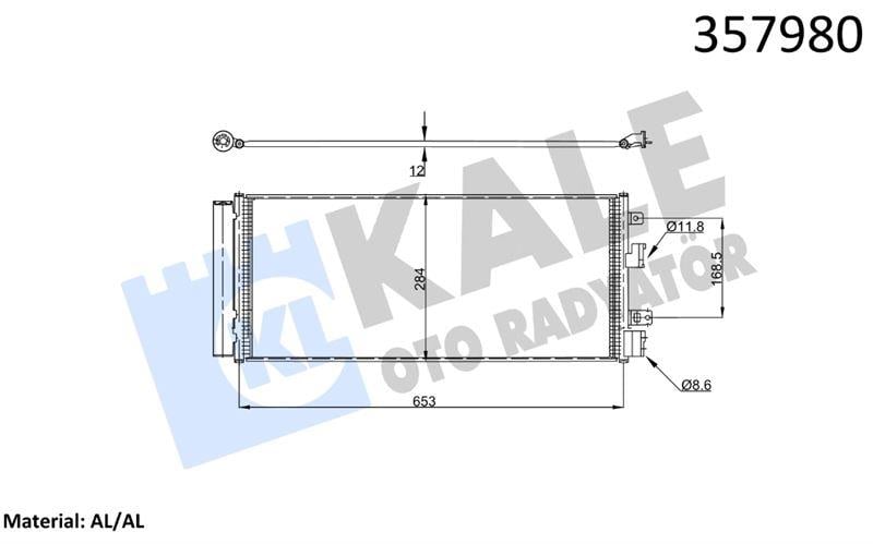 KLİMA RADYATÖRÜ OPEL CORSA E 1.0I TURBO 1.2I/1.4I 16V 1.3CDTI 1.4I/1.6I 16V TURBO 14=> KURUTUCU İLE BRAZING AL/AL 637×283×12 AL/AL