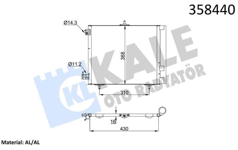 KLİMA RADYATÖRÜ PEUGEOT 207 208 1007 2008 05=> - C ITROEN C2 C3 C3 II 03=> DS 3 14=> 1.4 1.6HDI KURUTUCU İLE BRAZING AL/AL 420×371×16 AL/AL 420×371×16