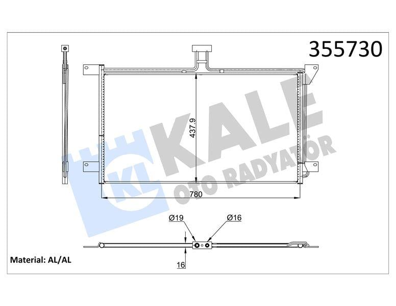 KLİMA RADYATÖRÜ SCANIA SCANIA 4 SERİSİ 94D,94,114, 124,144,164 C/G/L T94,T114,T124,T144 C/G/L 95=> (KURUTUCUSUZ) 768×438×16
