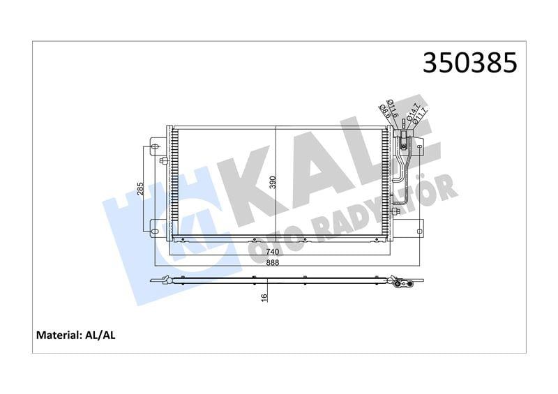 KLİMA RADYATÖRÜ SCANIA SCANIA P,G,R,T SERİSİ P230- 620, G230-480, R340-730, T420-500 04=> KURUTUCUSUZ AL/BRZ 720×390×16