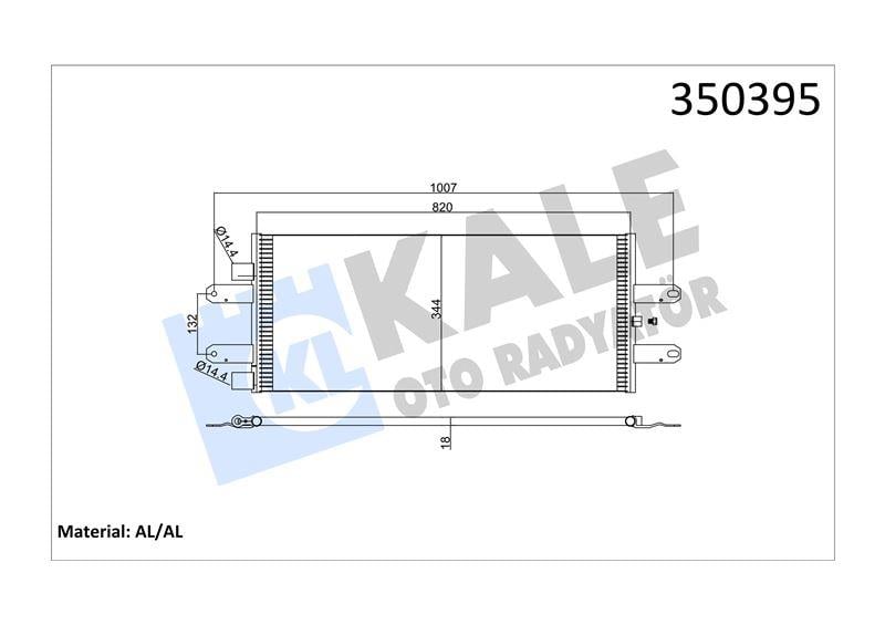 KLİMA RADYATÖRÜ SCANIA SCANIA P,G,R,T SERİSİ P230- 620, G230-490, R340-730 04=> KURUTUCUSUZ AL/BRZ 800×344×18