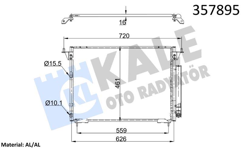 KLİMA RADYATÖRÜ TOYOTA HIACE IV-V 2.5D-4D 06<12 KU RUTUCU İLE BRAZING AL/AL 606×461×16 AL/AL