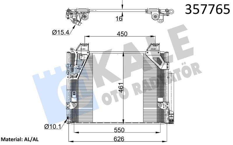 KLİMA RADYATÖRÜ TOYOTA HILUX VII PICK-UP 2.5D-4D 0 5<15 KURUTUCU İLE BRAZING AL/AL 606×461×16 AL/AL